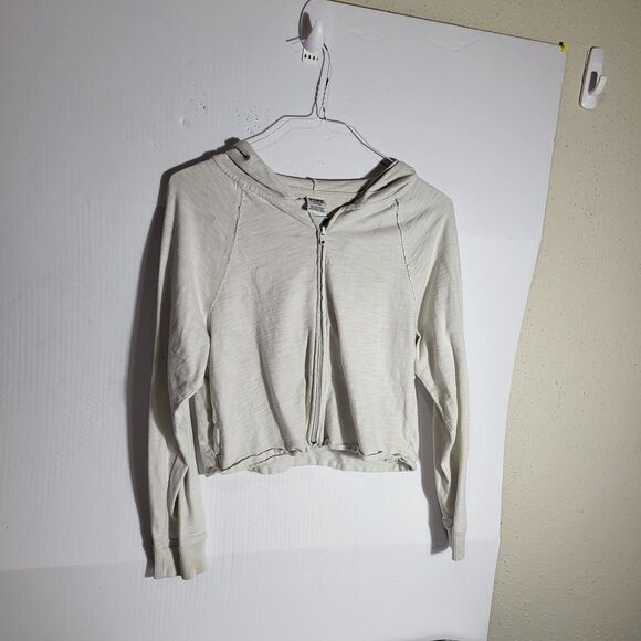 Victoria's Secret Tops - Victorias Secret Cropped Lightweight Zip Hoodie Gray Sz M